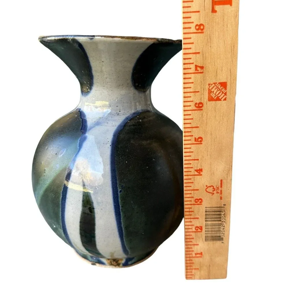 Art Pottery‎ Vase 8 Inch Clay Stoneware Speckled Glaze Handmade Multi Signed USA